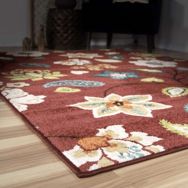 Orian Veranda Garden Chintz Red Area Rug - Image 3